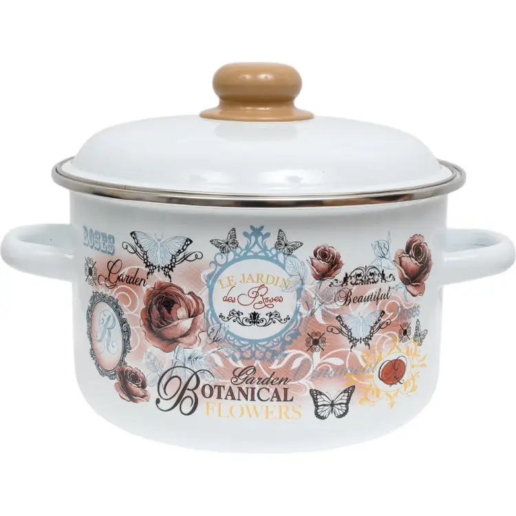 Цилиндрическая эмалированная кастрюля appetite Roses 1RD201М Roses Цилиндрическая эмалированная кастрюля appetite Roses 1RD201М Roses