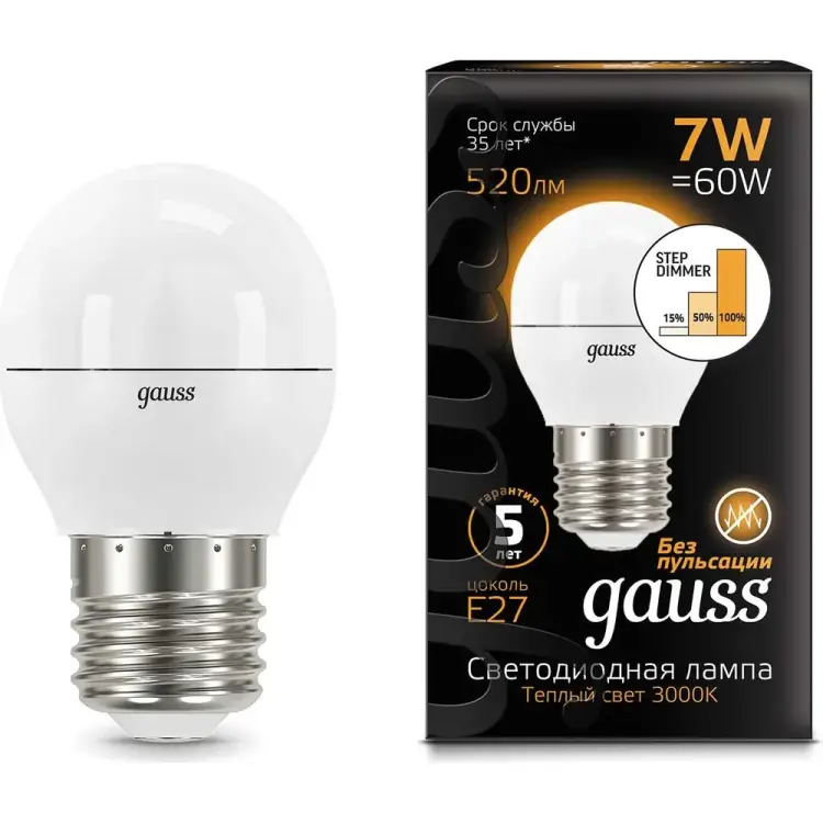 Лампа Gauss LED Шар 105102107-S