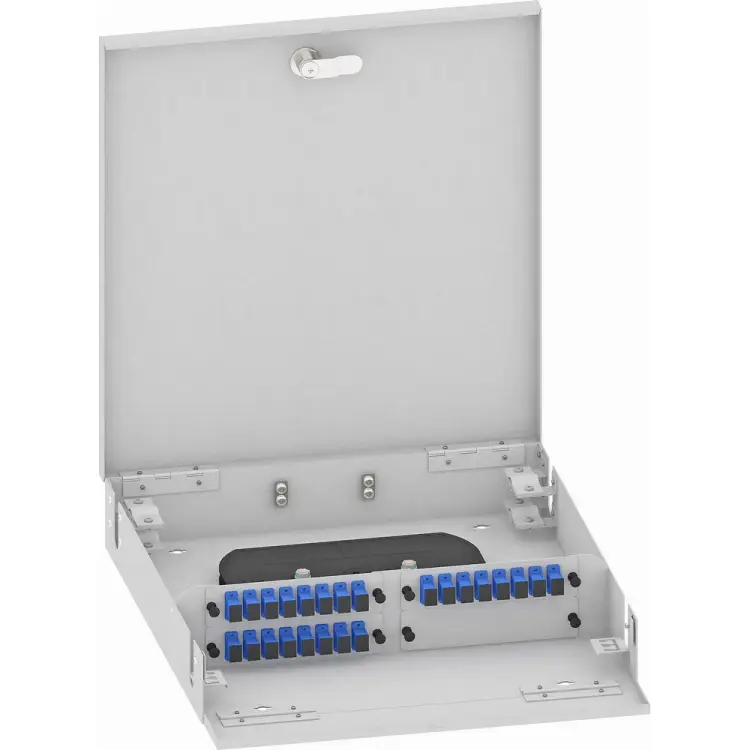 Одномодовый укомплектованный настенный оптический кросс TopLan КРН-Top-24SC/U-OS2-GY