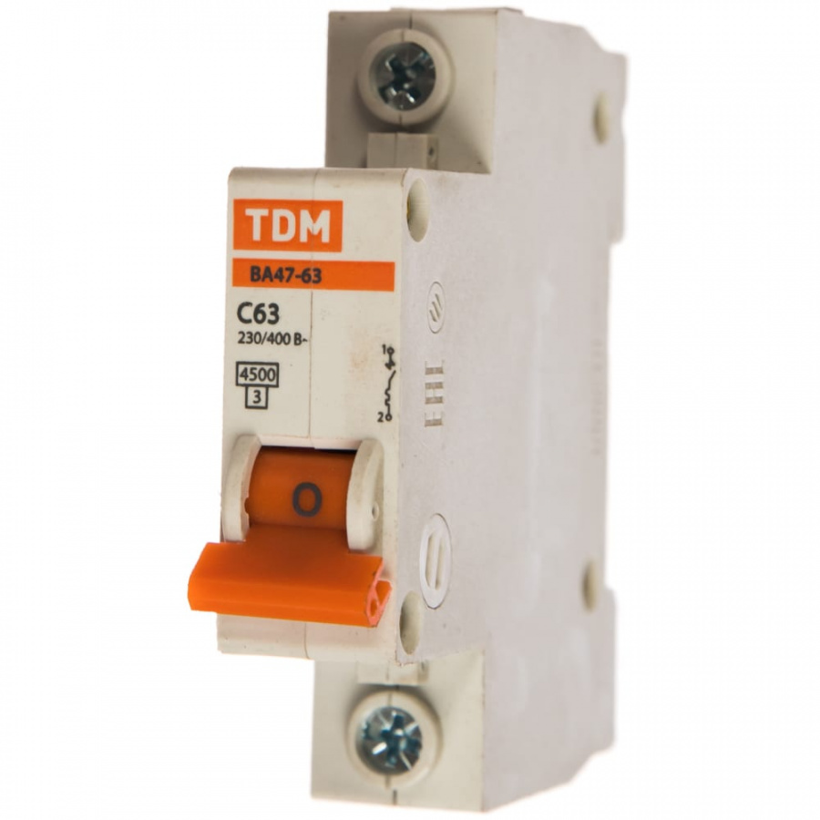 Автомат TDM ВА47-63 1Р, 63 А, 4,5 кА, С