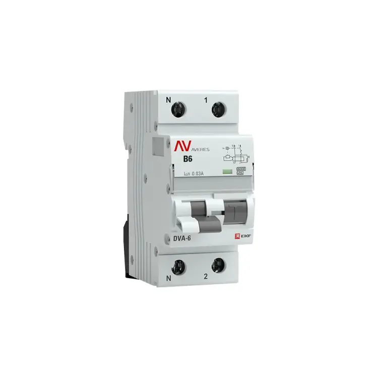 Дифференциальный автомат EKF AVERES DVA-6 rcbo6-1pn-6B-30-a-av