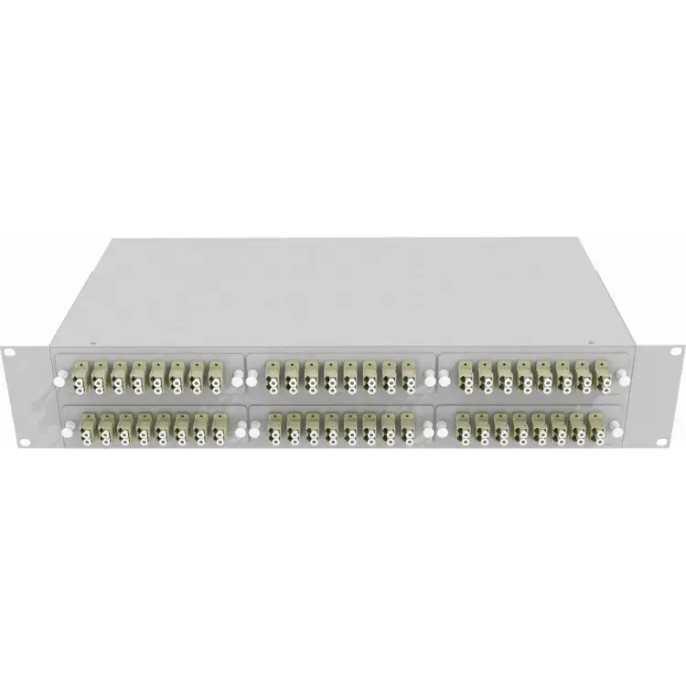 Многомодовый оптический укомплектованный стоечный кросс TopLan КРС-Top-2U-96LC/U-OM2-GY