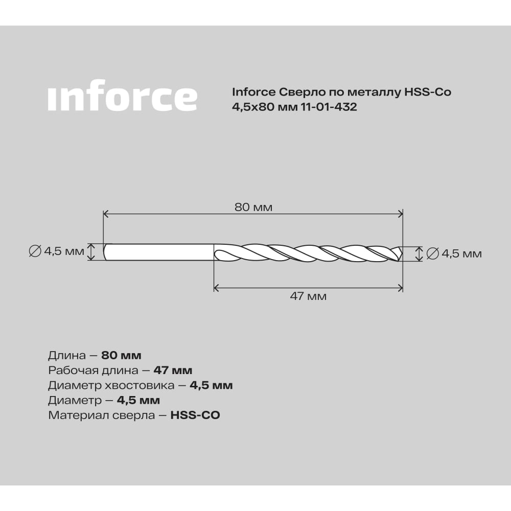 Сверло по металлу Inforce 11-01-432