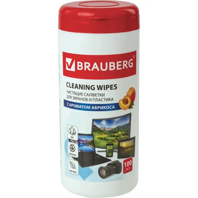 Влажные салфетки для экранов всех типов и пластика BRAUBERG 513321