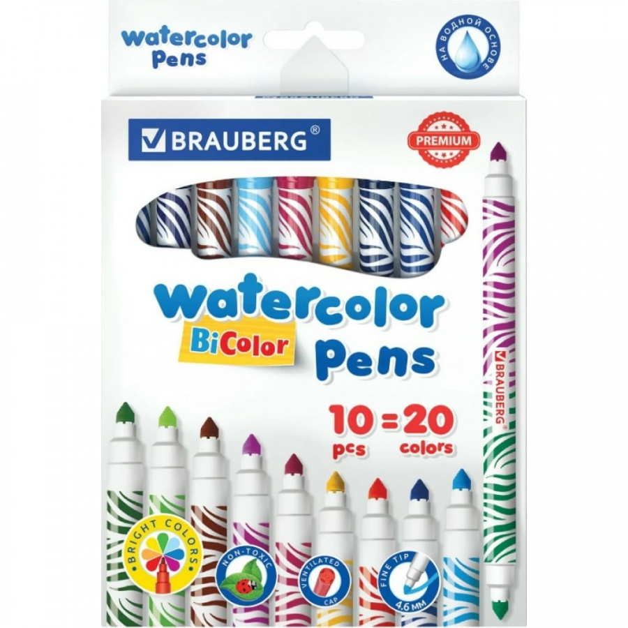 Двусторонние фломастеры BRAUBERG PREMIUM BI-COLOR