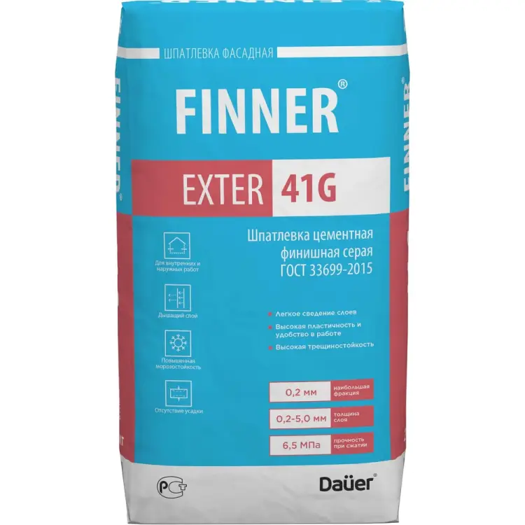 Цементная финишная шпатлевка Dauer finner exter 41g 31638 Цементная финишная шпатлевка Dauer finner exter 41g 31638