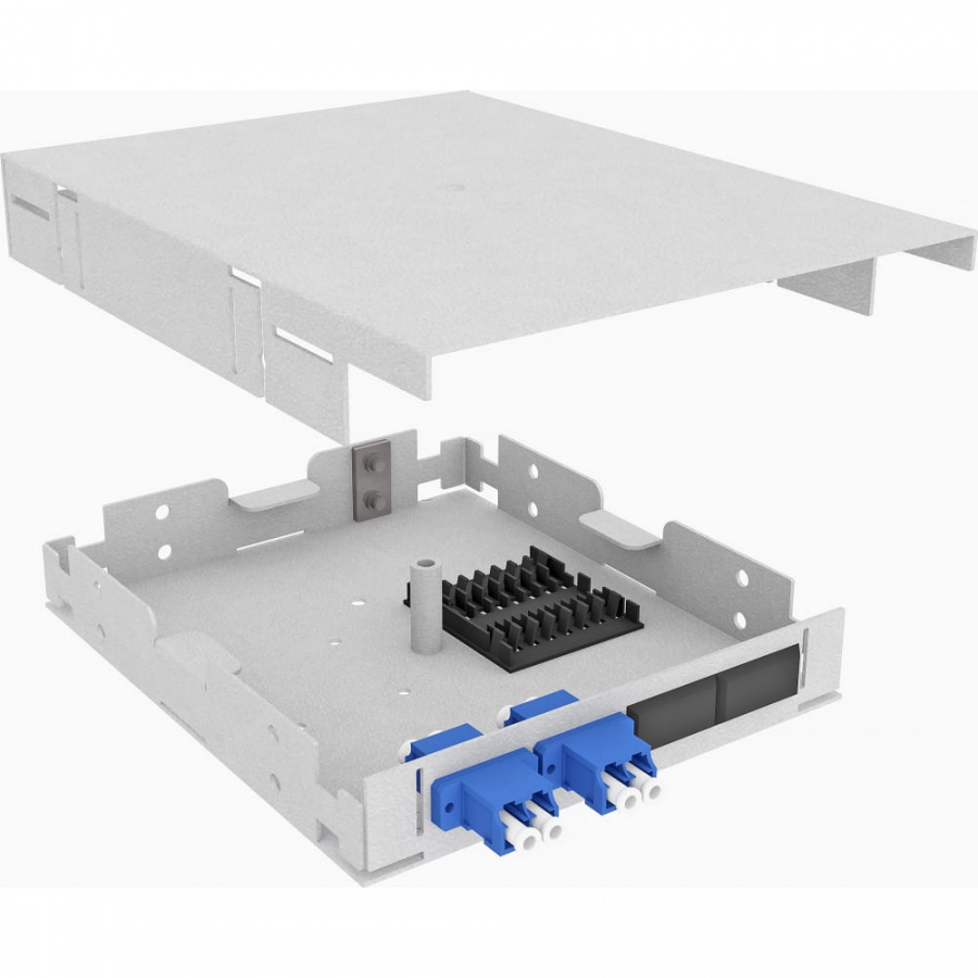 Настенный одномодовый укомплектованный оптический кросс TopLan КРНМ-Top-04LC/U-OS2-GY
