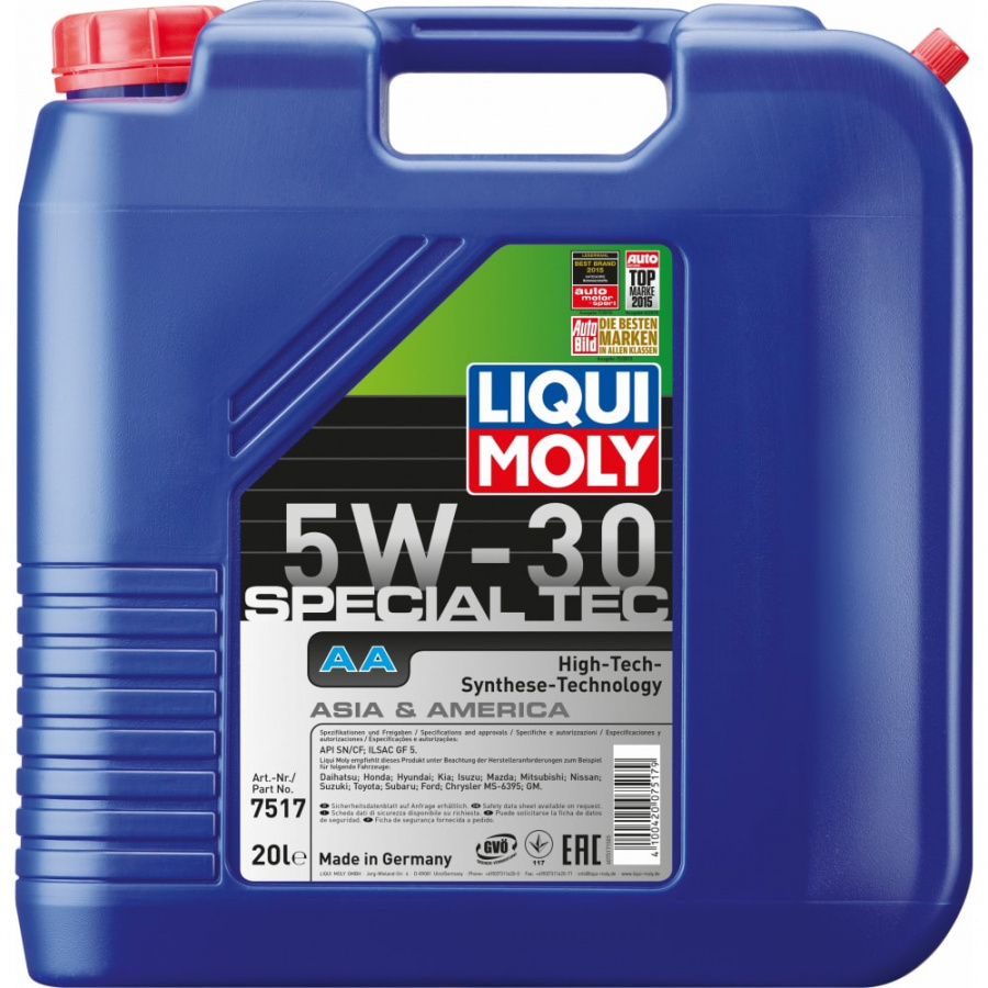 Синтетическое моторное масло LIQUI MOLY Special Tec AA 5W-30 SN;ILSAC GF-5