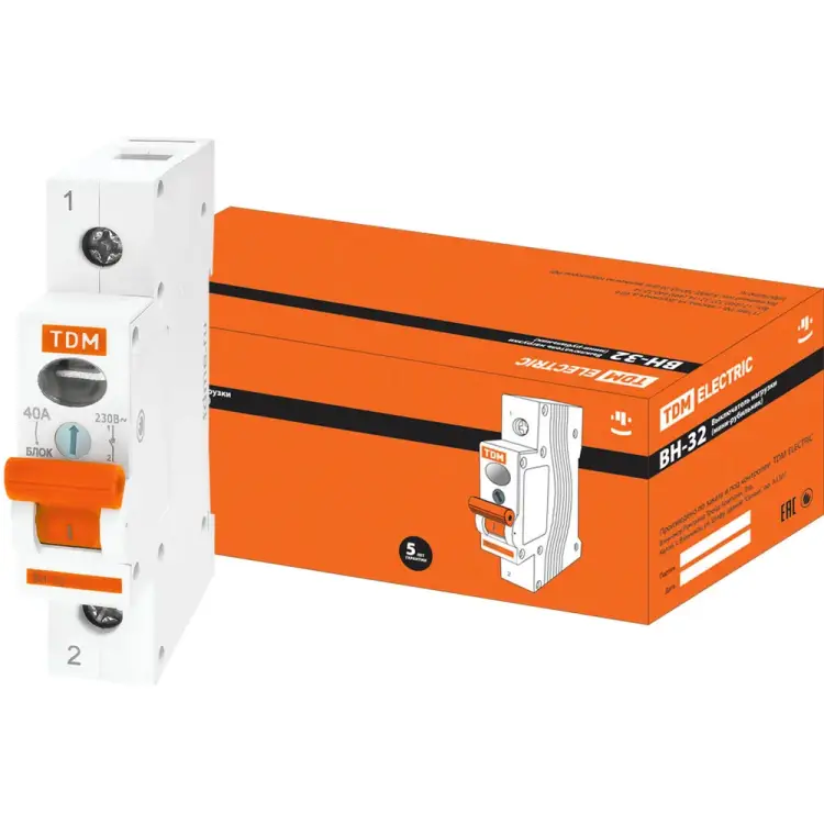 Выключатель нагрузки TDM ELECTRIC ВН-32 1п 40A SQ0211-0005 Выключатель нагрузки TDM ELECTRIC ВН-32 1п 40A SQ0211-0005