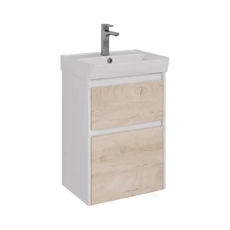 Тумба Lemark COMBI 50 см под 1 раковину, подвесная/напольная, 2 ящика, цвет фасада: Дуб кантри, цвет корпуса: Бел LM03C50T-dub Тумба Lemark COMBI 50 см под 1 раковину, подвесная/напольная, 2 ящика, цвет фасада: Дуб кантри, цвет корпуса: Бел LM03C50T-dub