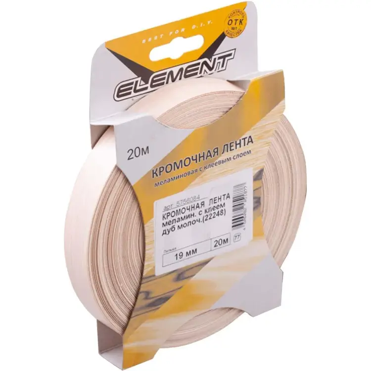 Кромочная кромочная лента ELEMENT с клеем 19мм дуб молочный 20 м 218850