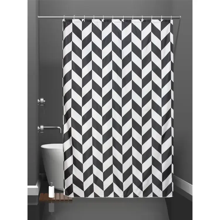 Штора для ванной Bath Plus Staggered Square black akch-21303