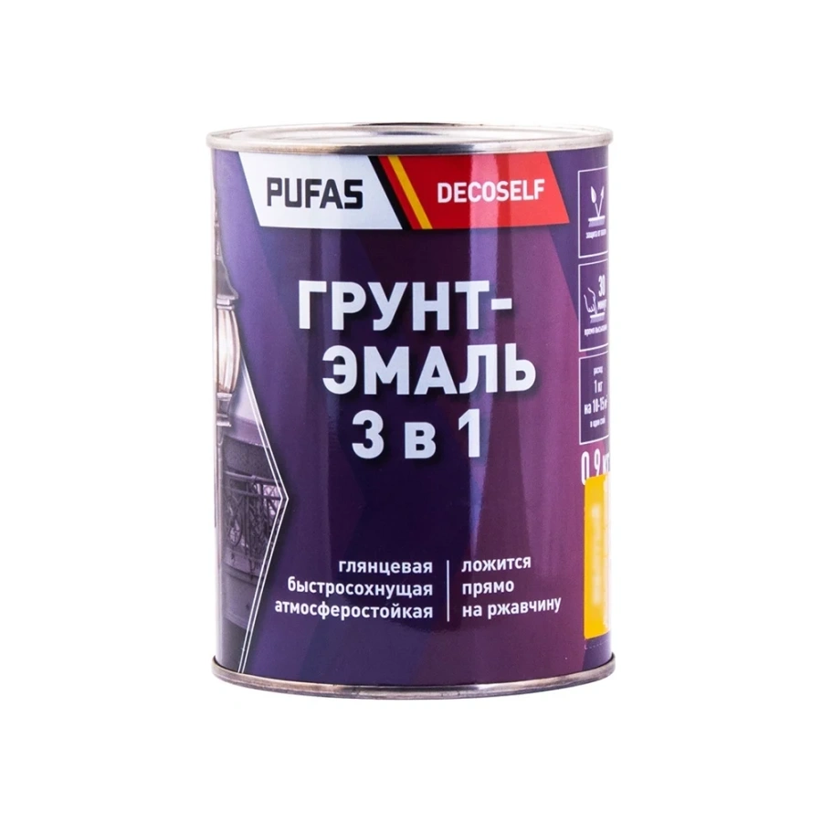 Грунт-эмаль Pufas 3 в 1 серая (мат.) Decoself (0,9кг) Грунт-эмаль Pufas 3 в 1 серая (мат.) Decoself (0,9кг)