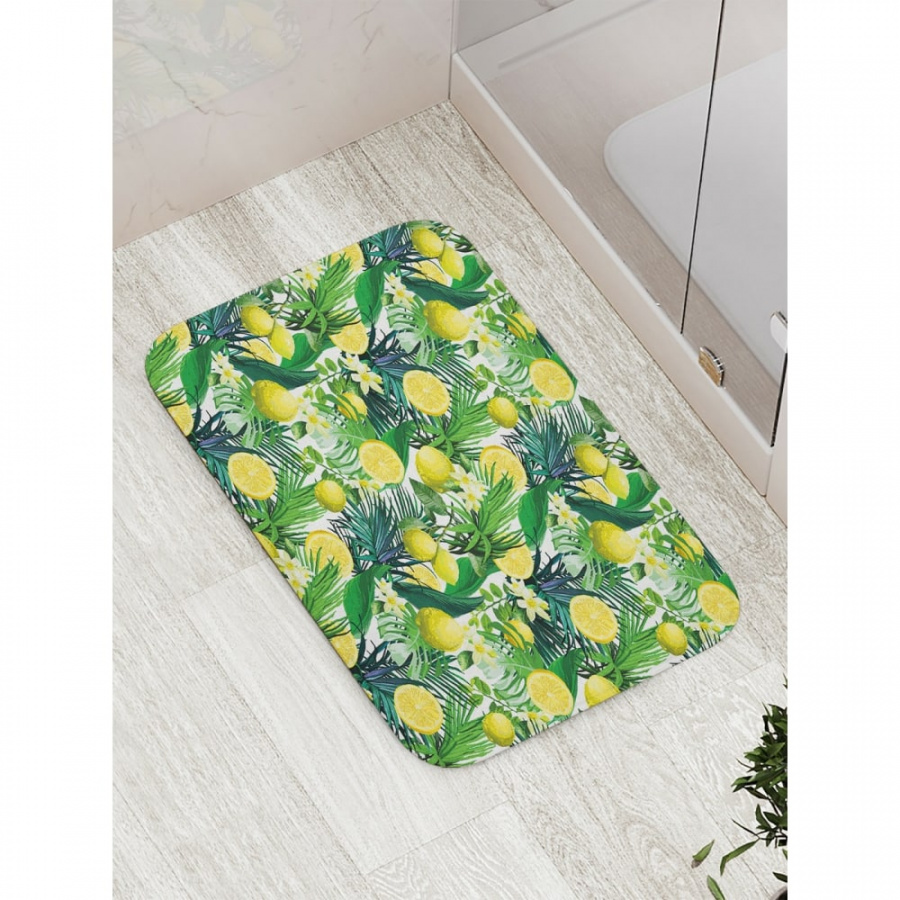 Противоскользящий коврик для ванной, сауны, бассейна JOYARTY Лимоны и тропики