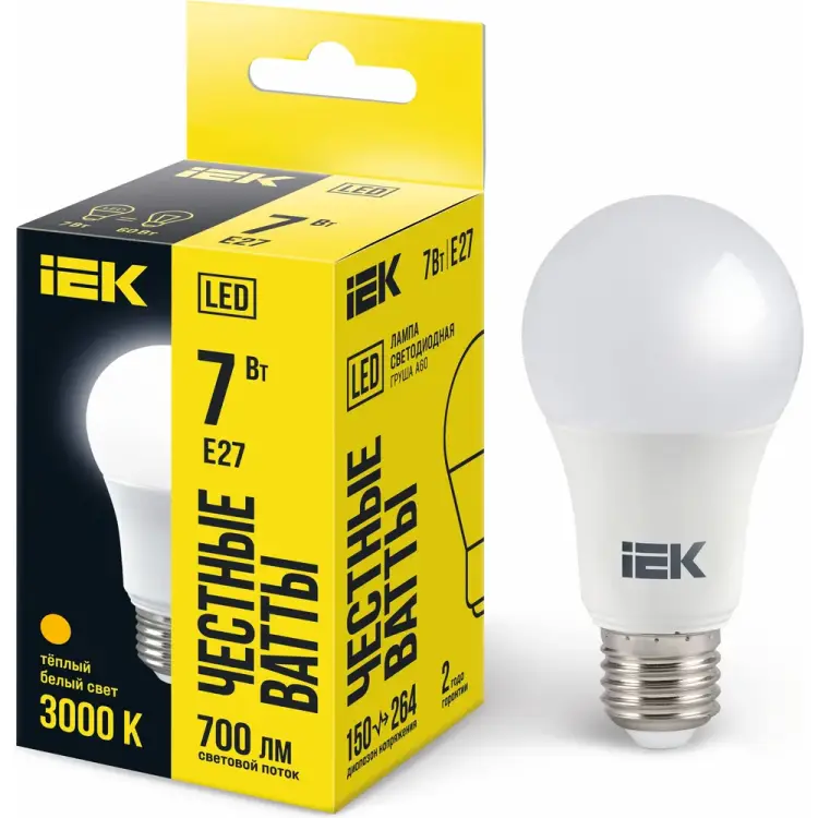 Лампа IEK LLE-A60-7-230-65-E27