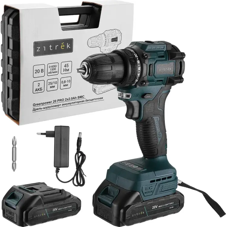 Аккумуляторная бесщеточная дрель-шуруповерт Zitrek Greenpower 20 PRO 085-1314 Аккумуляторная бесщеточная дрель-шуруповерт Zitrek Greenpower 20 PRO 085-1314