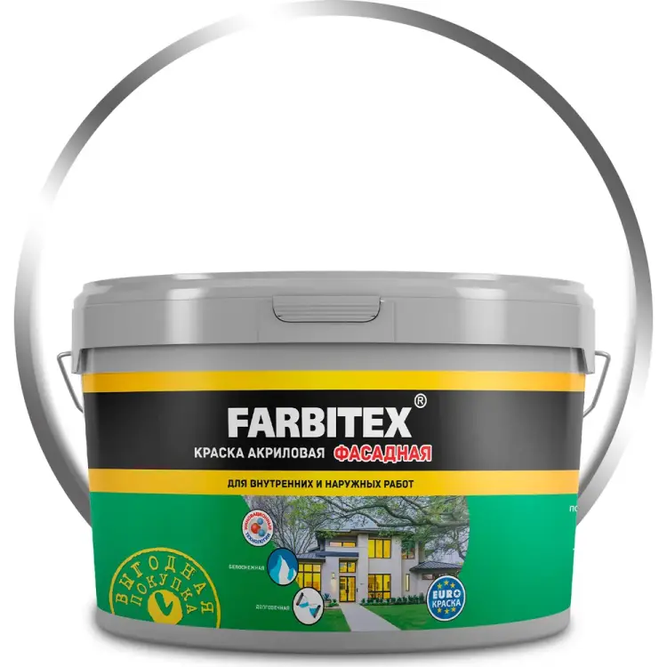 Фасадная акриловая краска Farbitex 4300001554 Фасадная акриловая краска Farbitex 4300001554