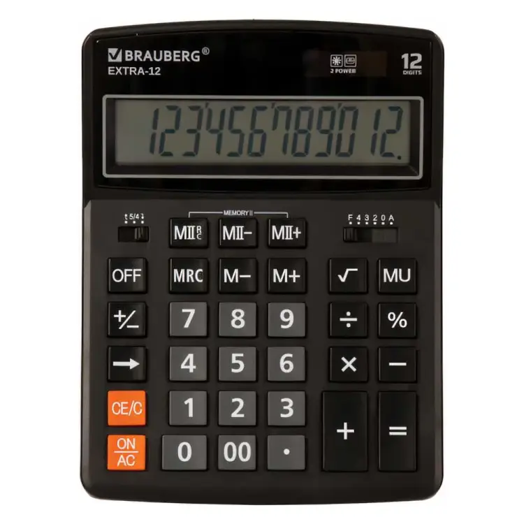 Настольный калькулятор BRAUBERG EXTRA-12-BK 250481 Настольный калькулятор BRAUBERG EXTRA-12-BK 250481