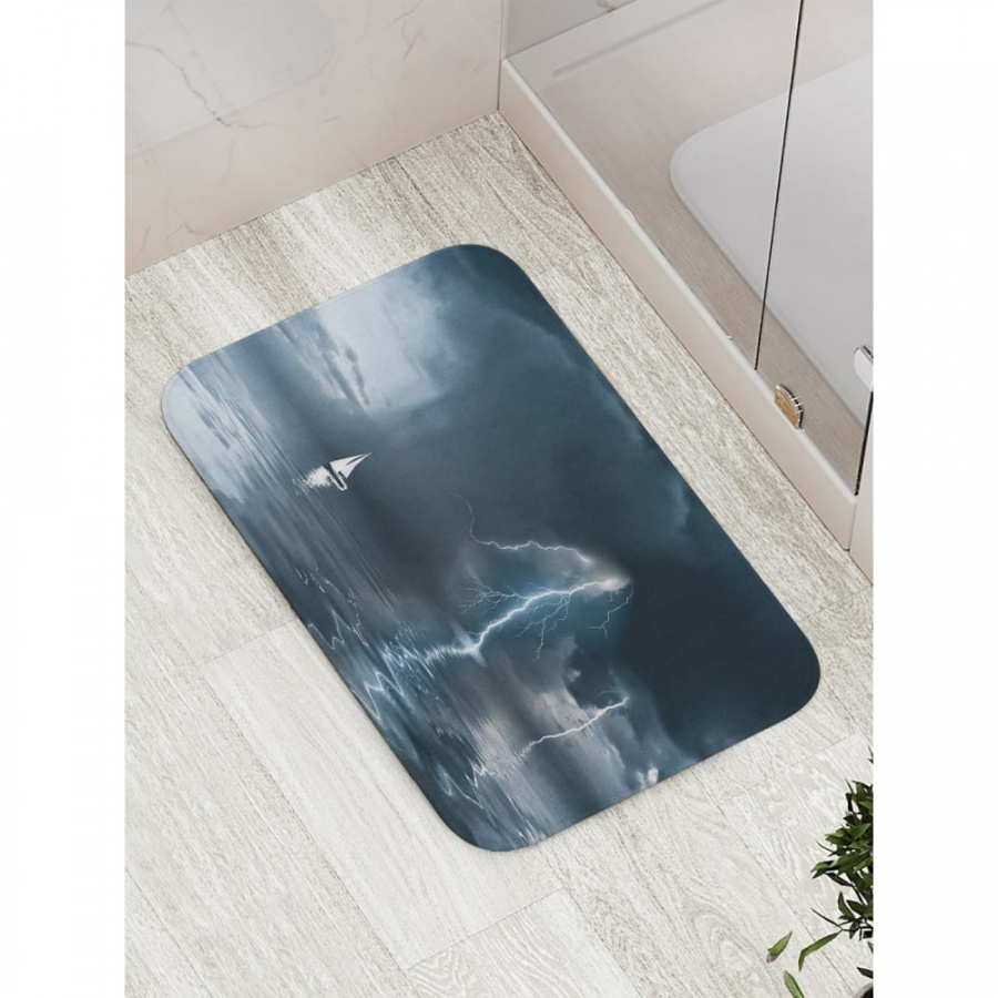 Противоскользящий коврик для ванной, сауны, бассейна JOYARTY Проплывая под молниями