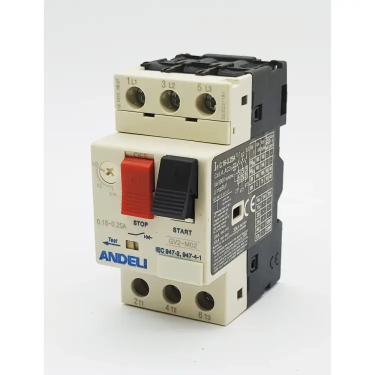 Пускатель ANDELI gv2-m02 0.16a~0.25a кнопочный ADL06-601