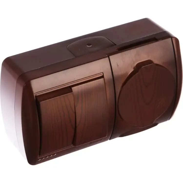 Двухклавишный выключатель и розетка Lezard NATA 710-0600-171