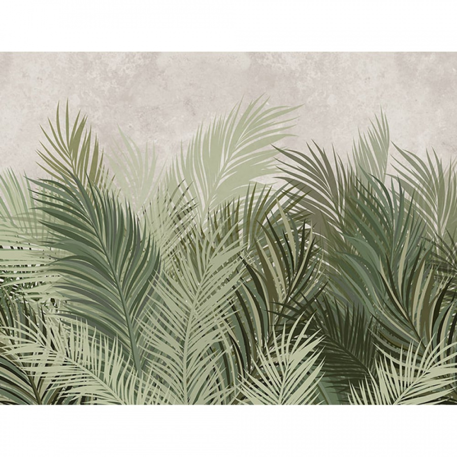 Бумажные бесшовные фотообои Verol Серо-зеленые перья