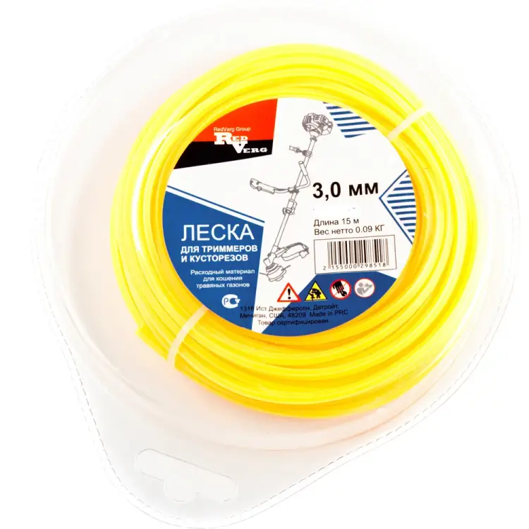 Квадратная витая армированная леска для триммера REDVERG 6655102