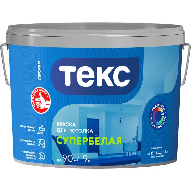 Вододисперсионная краска для потолков Текс профи 700000451