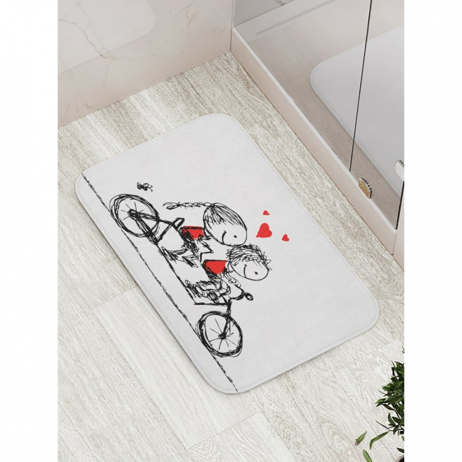 Противоскользящий коврик для ванной, сауны, бассейна JOYARTY Пара на велосипеде