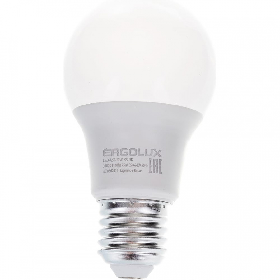 Светодиодная лампа Ergolux ЛОН LED-A60-12W-E27-3K