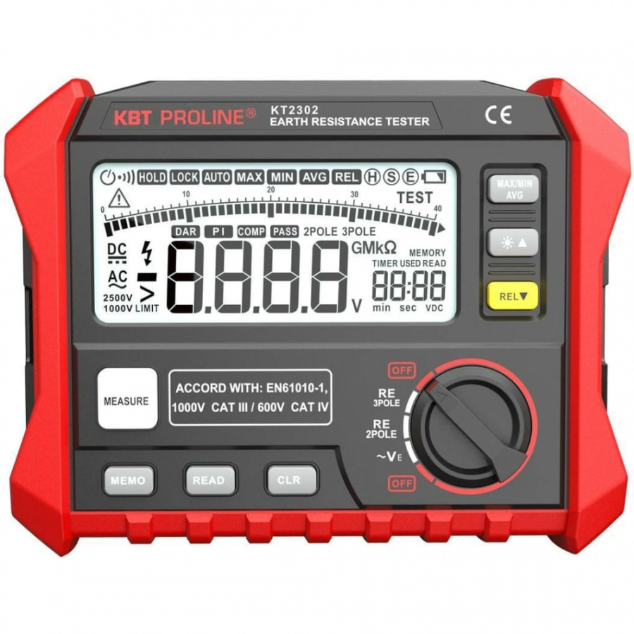 Цифровой измеритель сопротивления заземления КВТ KT 2302 PROLINE