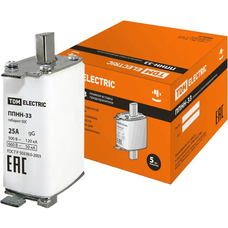 Плавкая вставка TDM ELECTRIC ППНН-33 габ.00C, 25А SQ0713-0059
