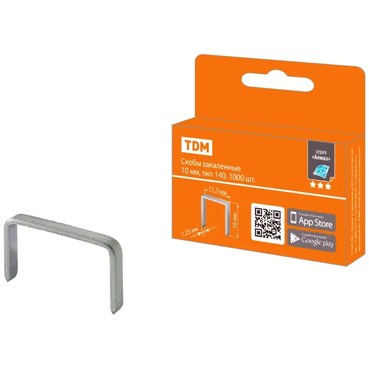 Закаленные скобы TDM ELECTRIC Алмаз 10 мм, тип 140, 1000 шт. SQ1038-0202