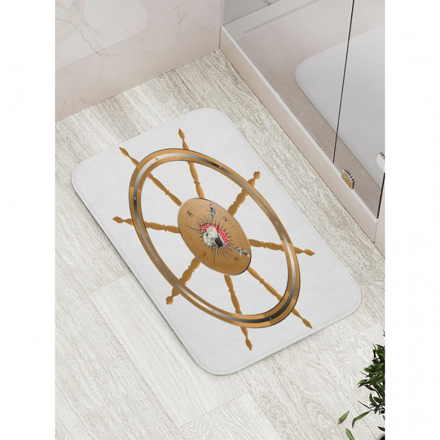 Противоскользящий коврик для ванной, сауны, бассейна JOYARTY Штурвал с компасом