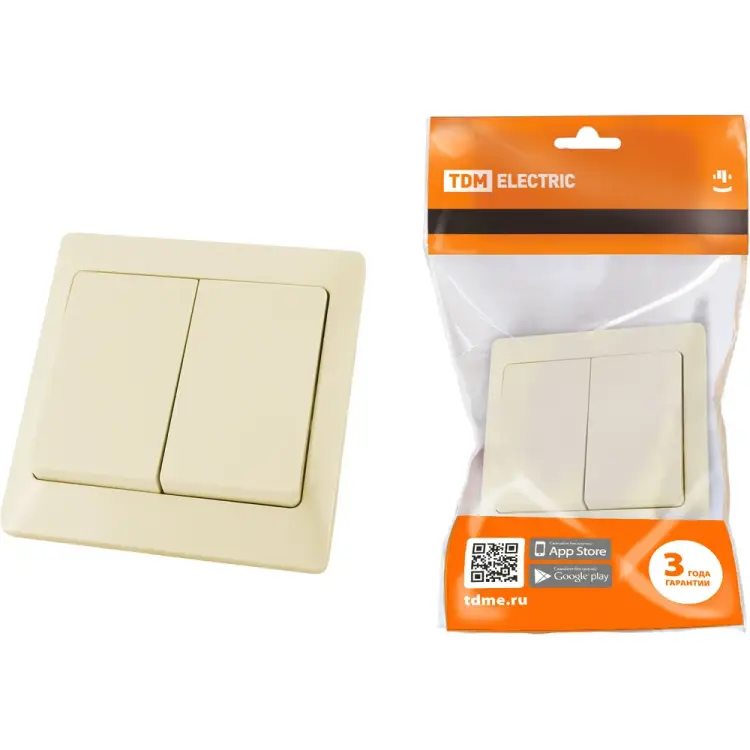 Двухклавишный выключатель TDM ELECTRIC Ильмень SQ1823-0102