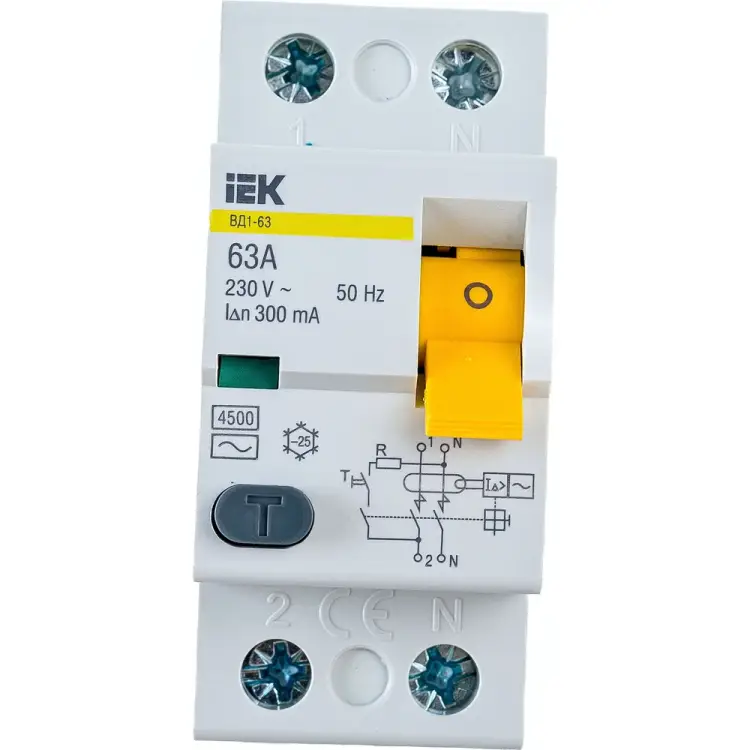 Узо IEK ВД1-63 2п, АС, 63А, 300мА MDV10-2-063-300