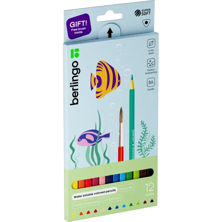 Акварельные карандаши Berlingo SuperSoft. Рыбки SSA1712