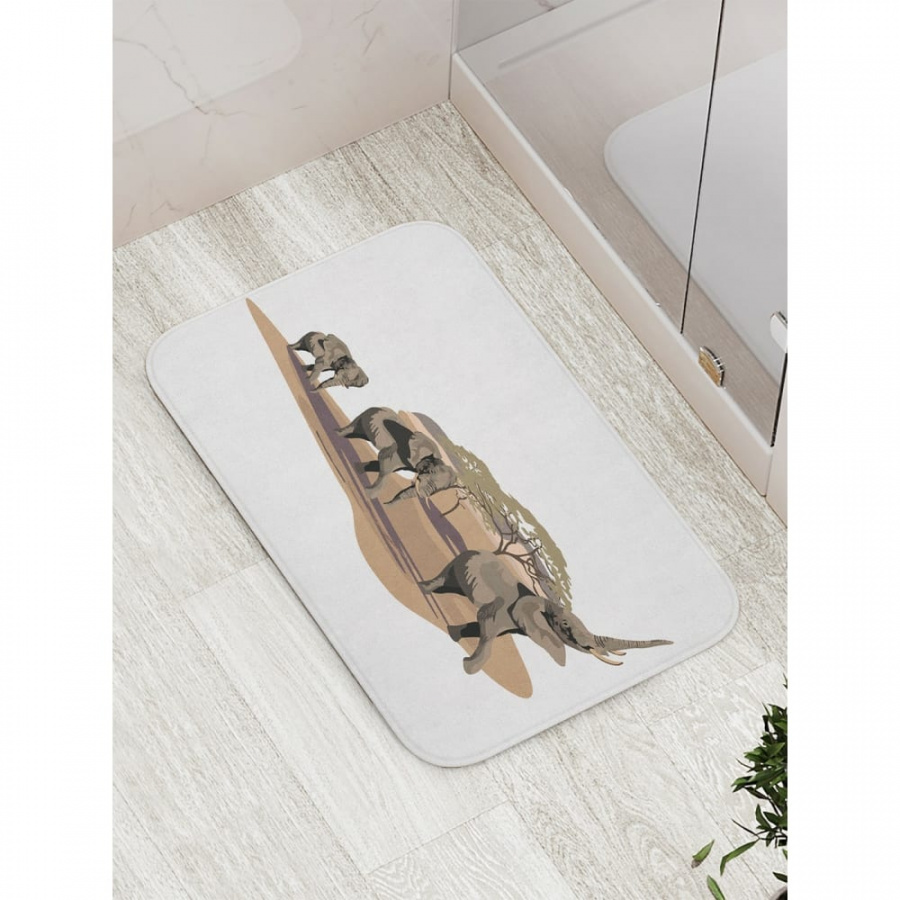 Противоскользящий коврик для ванной, сауны, бассейна JOYARTY Марш слонов