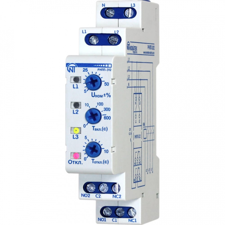Реле напряжения перекоса и последовательности фаз НовАтек-Электро РНПП-312