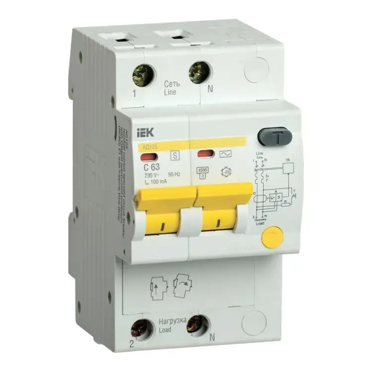 Дифференциальный автомат IEK АД12S MAD13-2-063-C-100