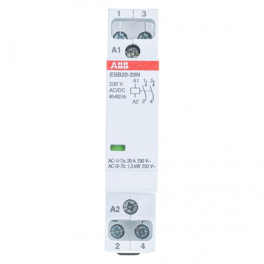 Модульный контактор ABB 20А АС-1, 2НО, катушка 230В AC/DC