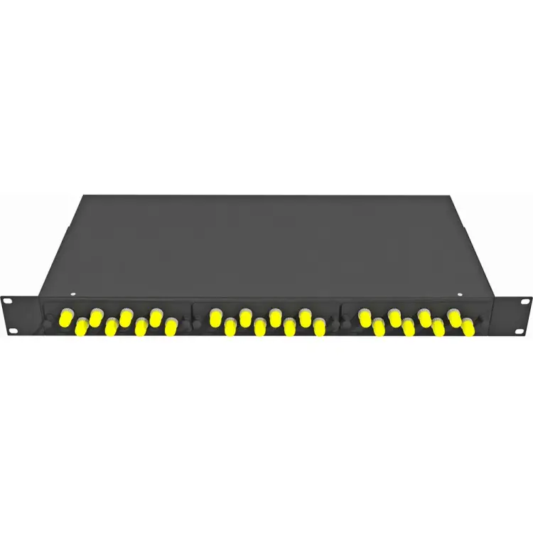 Укомплектованный многомодовый стоечный оптический кросс TopLan КРС-Top-1U-24ST/U-OM2-BK