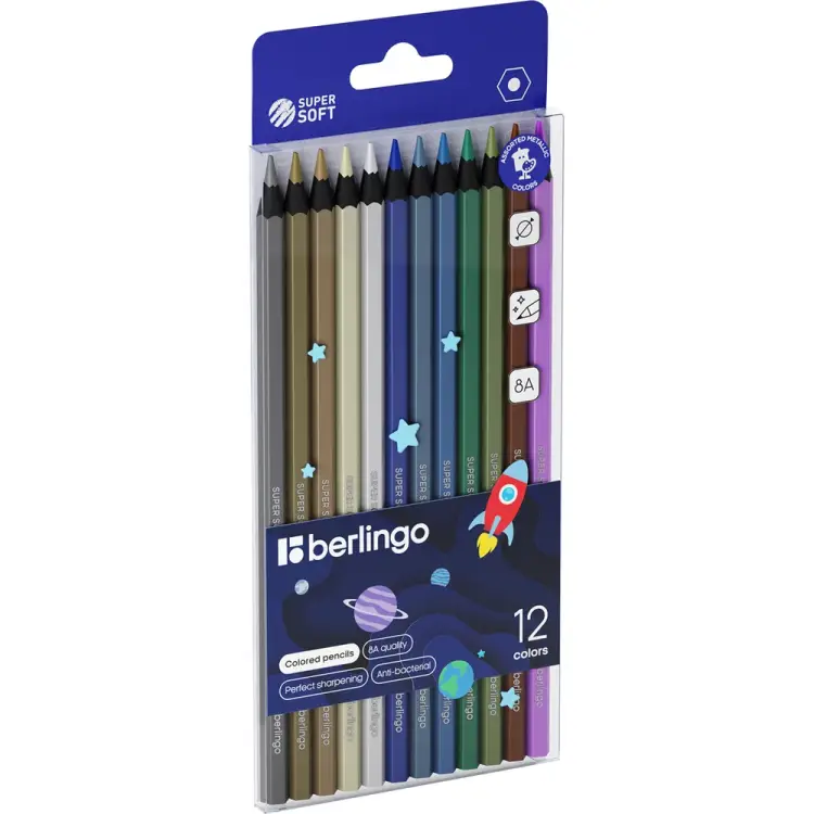 Цветные карандаши Berlingo SuperSoft. Metallic SSM0506