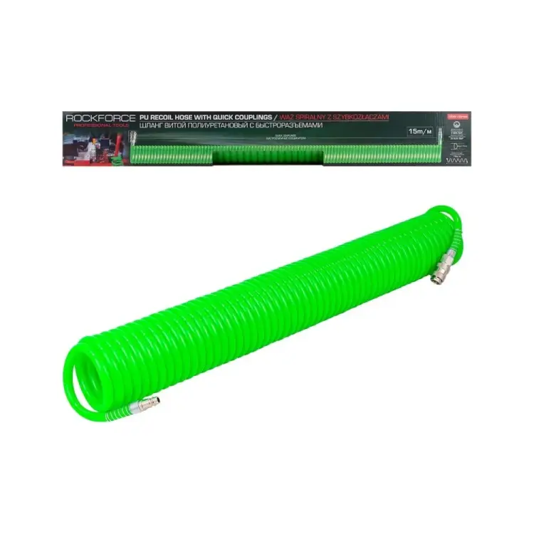 Витой полиуретановый шланг Rockforce RF-1208-15Green(58007)