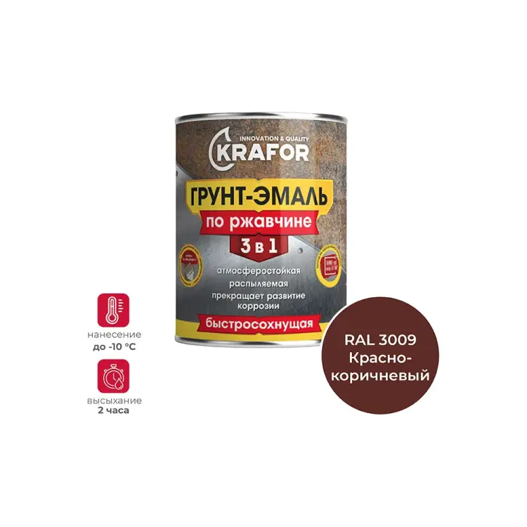Грунт эмаль по ржавчине KRAFOR 250217 Грунт эмаль по ржавчине KRAFOR 250217