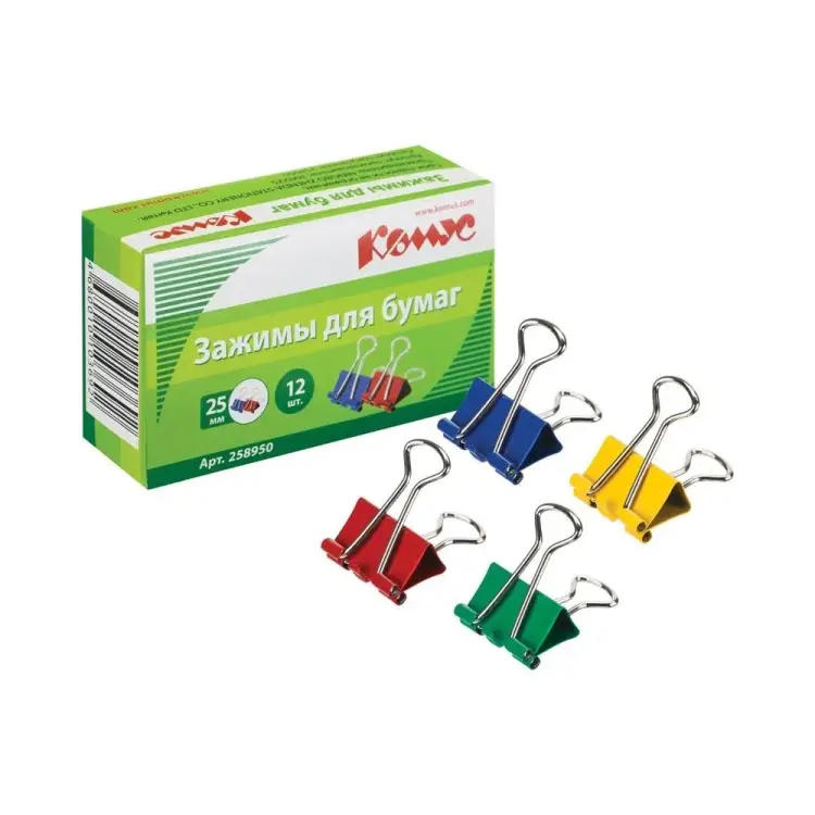 Зажимы для бумаг Комус 258950