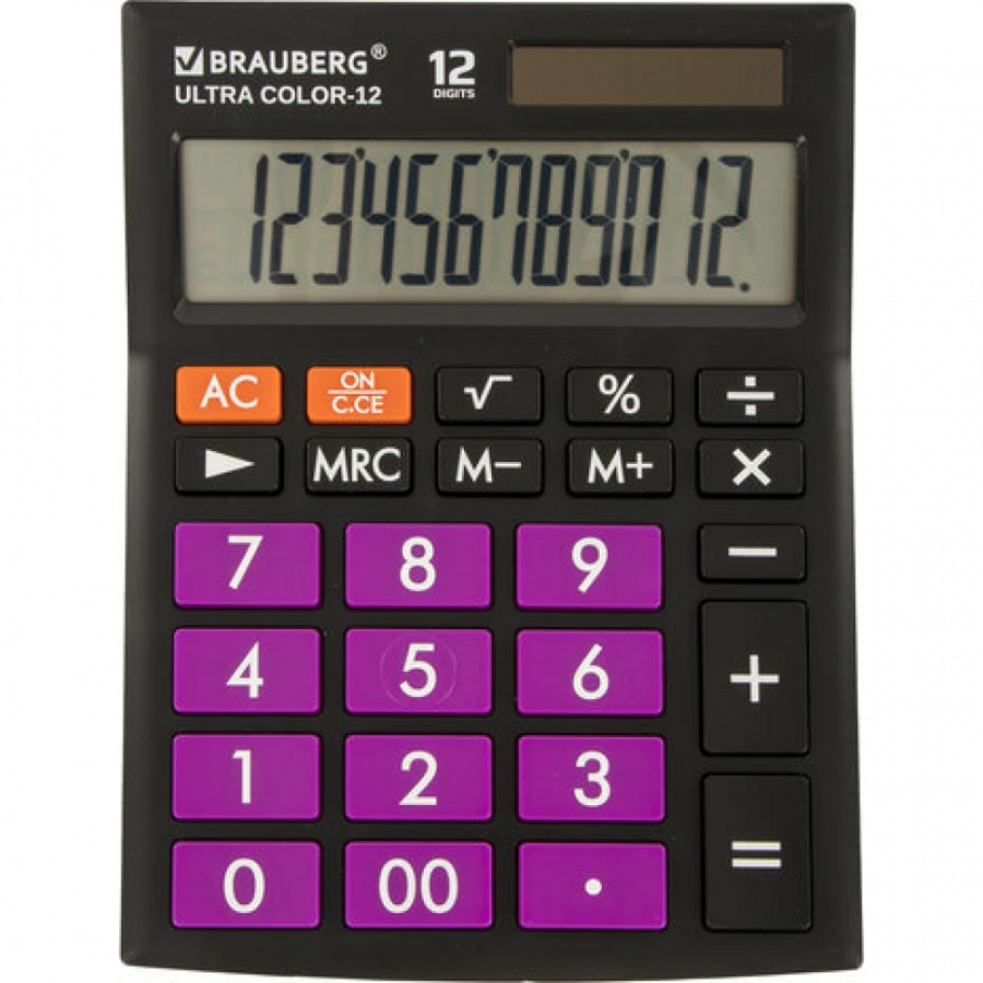 Настольный калькулятор BRAUBERG ULTRA COLOR-12-BKPR