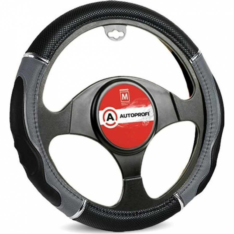 Оплетка руля AUTOPROFI GL-1020 BK/GY M