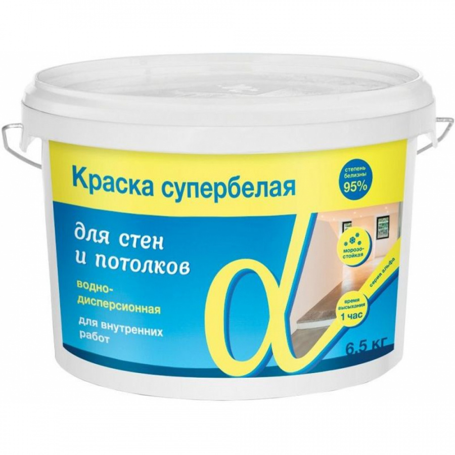 Акриловая водно-дисперсная краска для стен и потолков KRAFOR Альфа