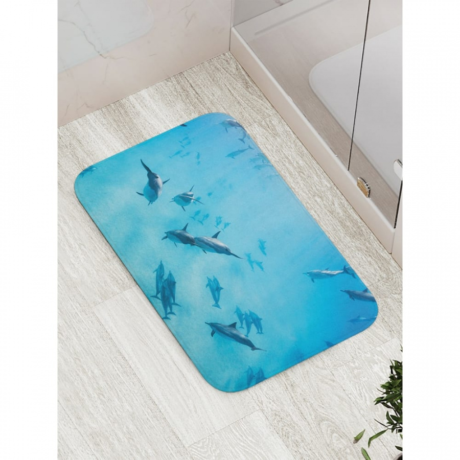 Противоскользящий коврик для ванной, сауны, бассейна JOYARTY Семейство дельфинов